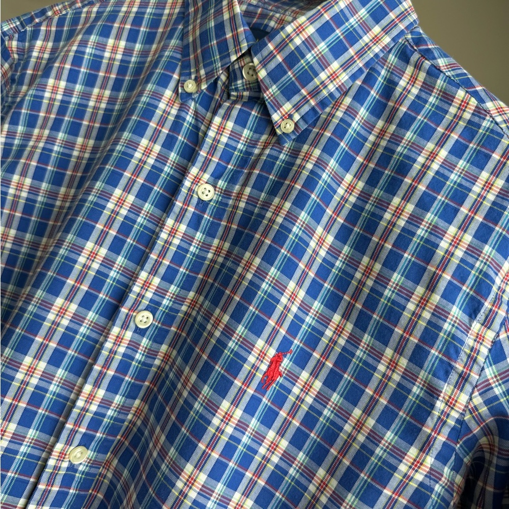 Ralph Lauren Blue Plaid Casual Button Down Shirt